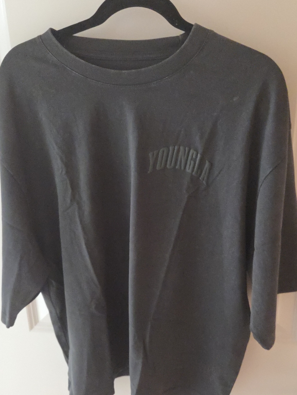 YoungLA Black Short Sleeve Tee with Embossed Chest Logo